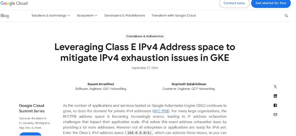 GKE 中的 IP 地址短缺問題?來看看如何利用 Class E IPv4 地址空間解決