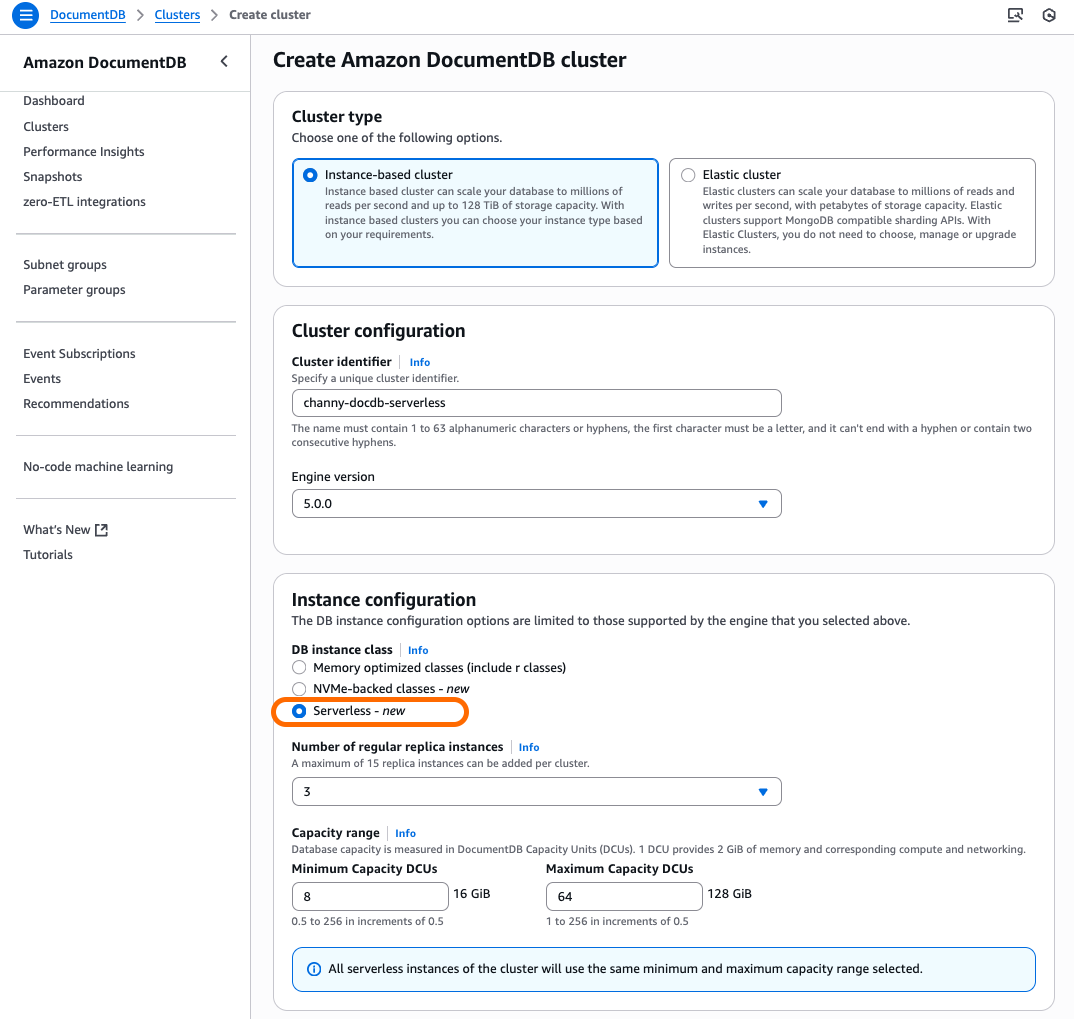 DocumentDB Serverless